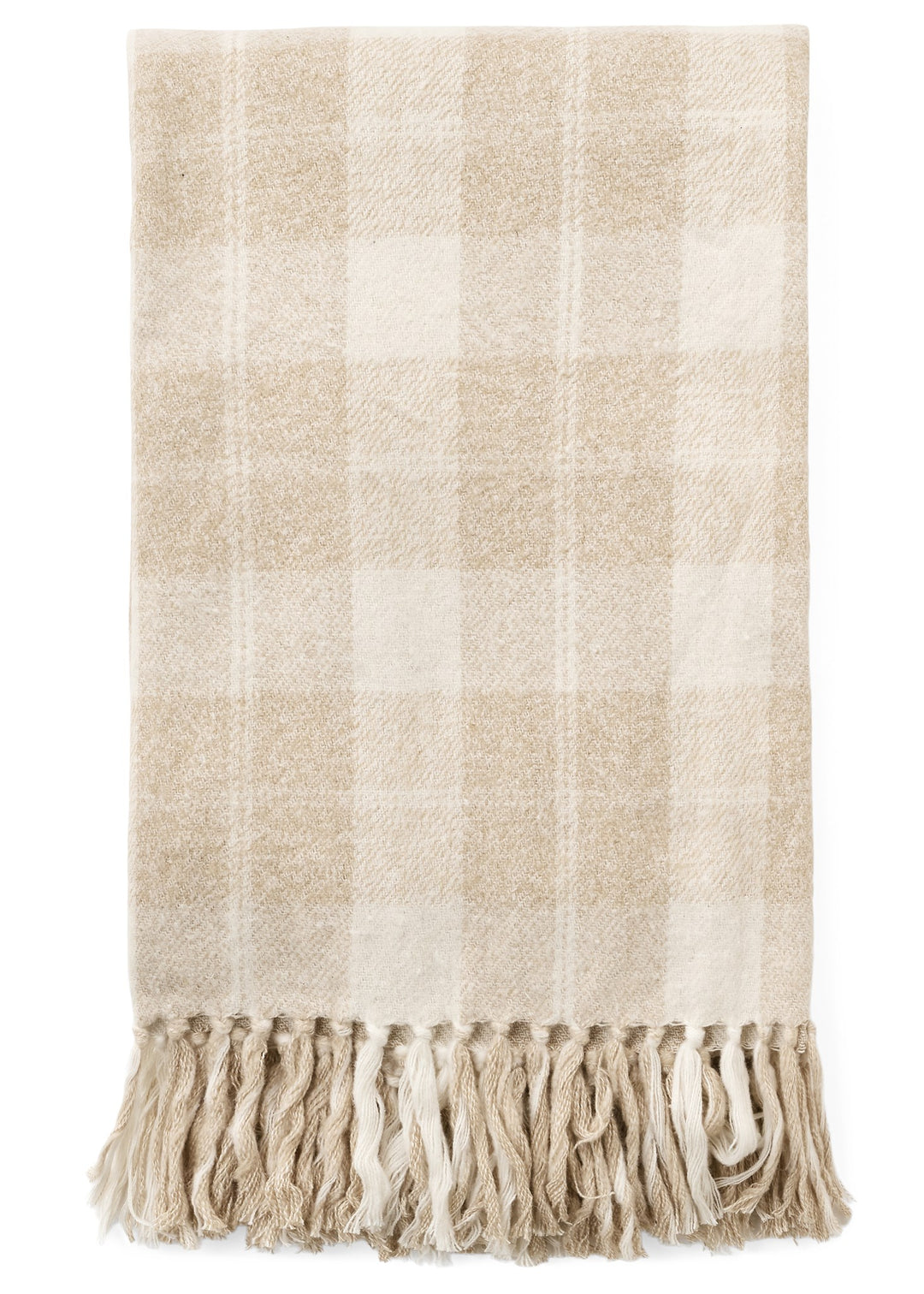 Beige Plaid Throw Blanket