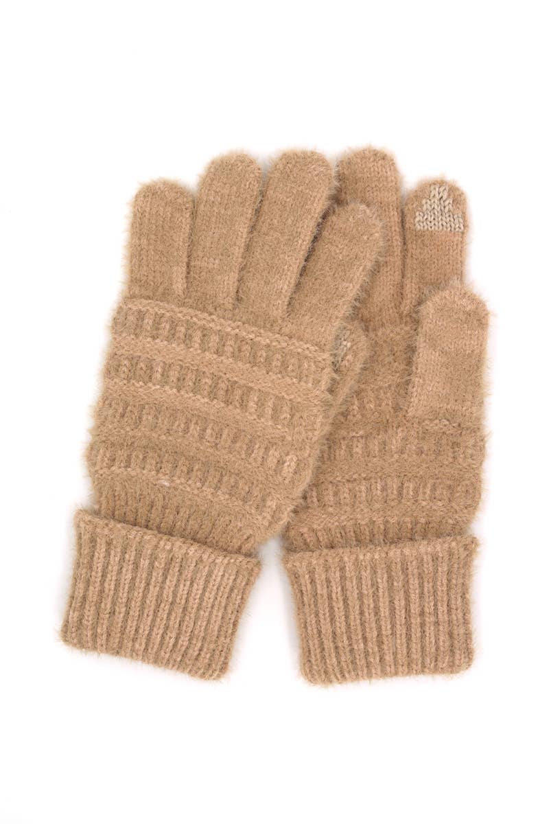 Knit Smart Touch Gloves - Taupe