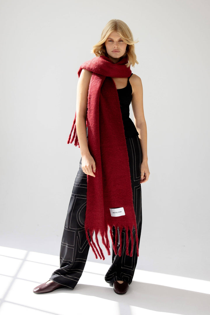 The Reykjavik Scarf - 100% Recycled - Cranberry - AW24