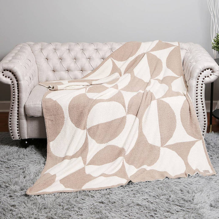 Moon Phase Plush Throw Blanket - Beige