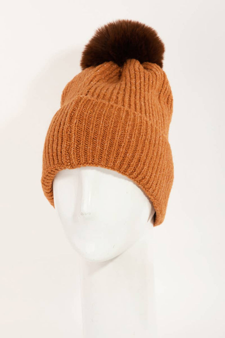 Ribbed Soft Beanie - Rust