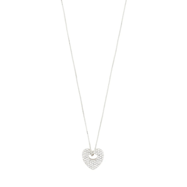 Dune Recycled Crystal Heart Necklace - Silver