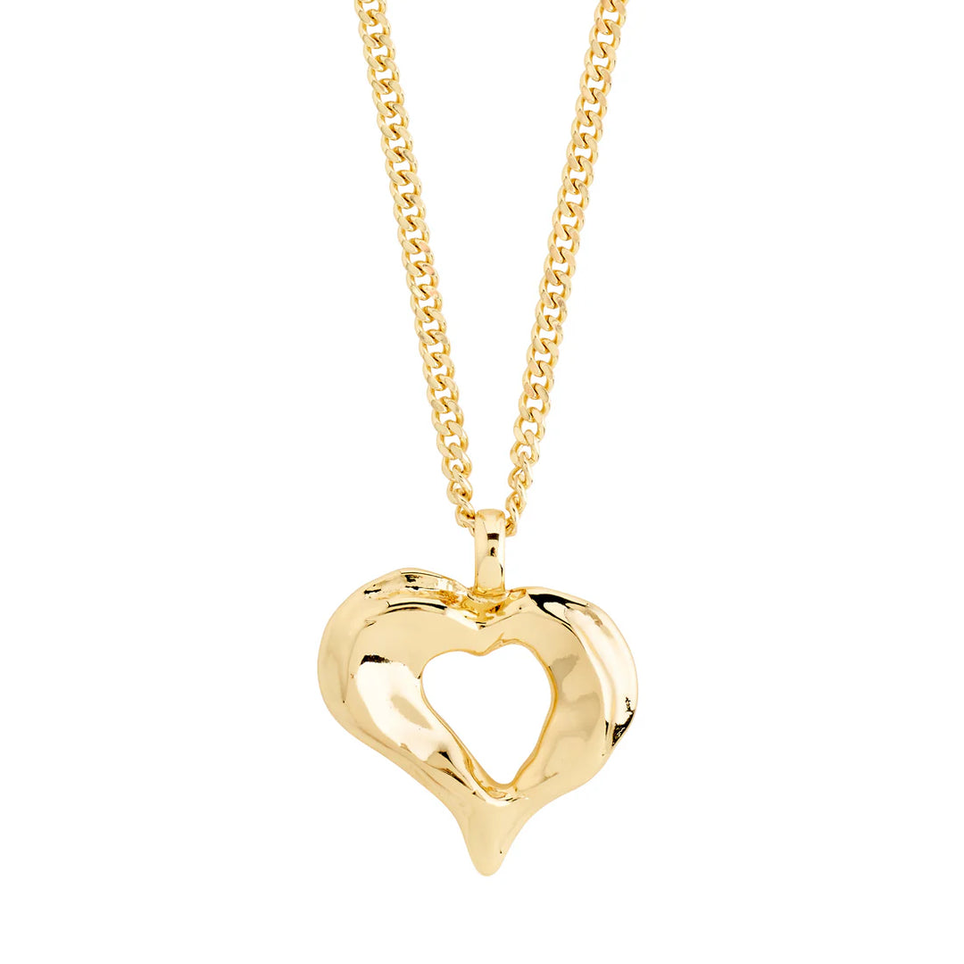 Tide Recycled Chunky Heart Pendant Necklace - Gold