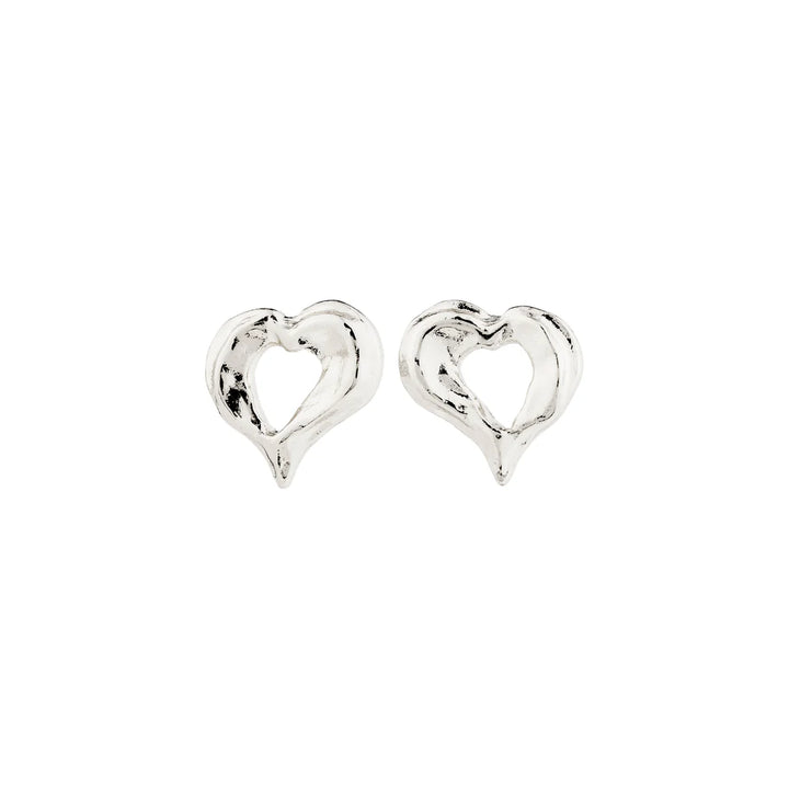 Tide Recycled Heart Stud Earrings - Silver