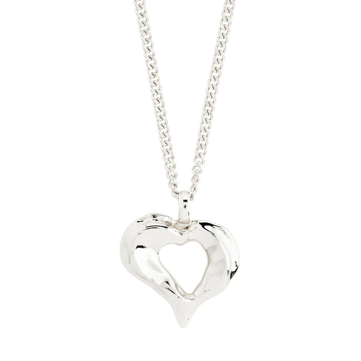 Tide Recycled Chunky Heart Pendant Necklace - Silver