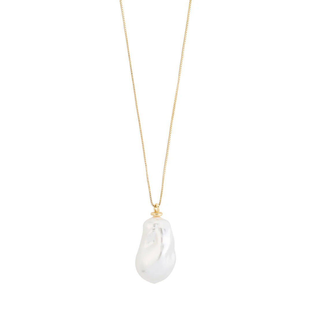 Sky Chunky Pearl Pendant Necklace - Gold