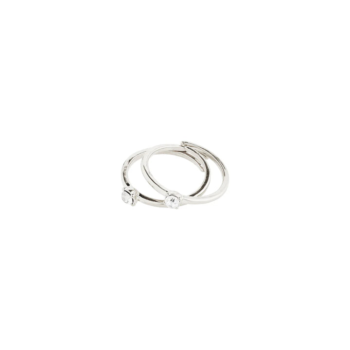 Sky Recycled Crystal Rings, 2-in-1 - Silver