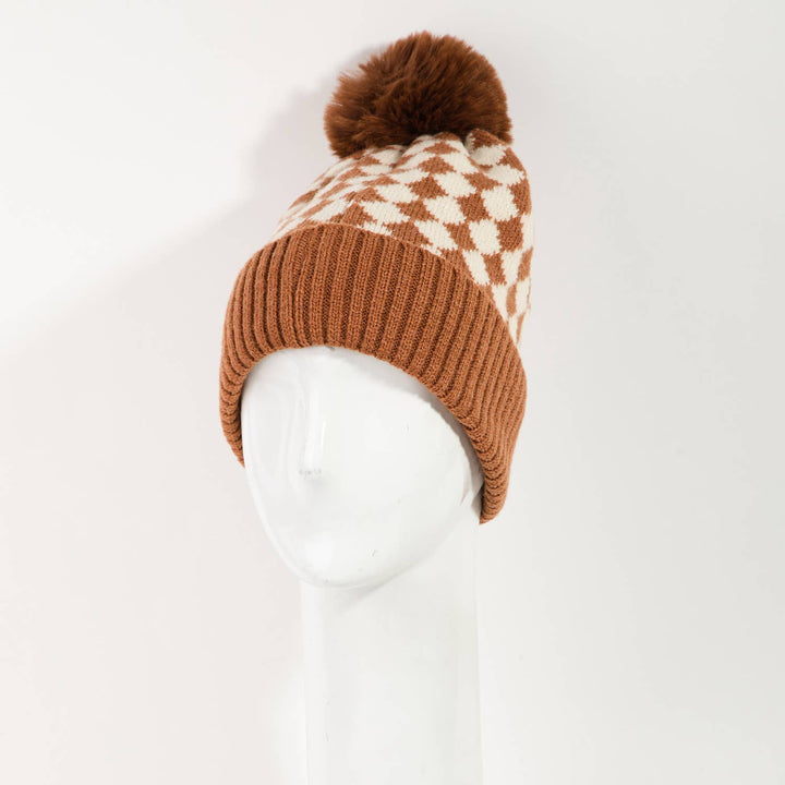 Checkered Beanie - Rust