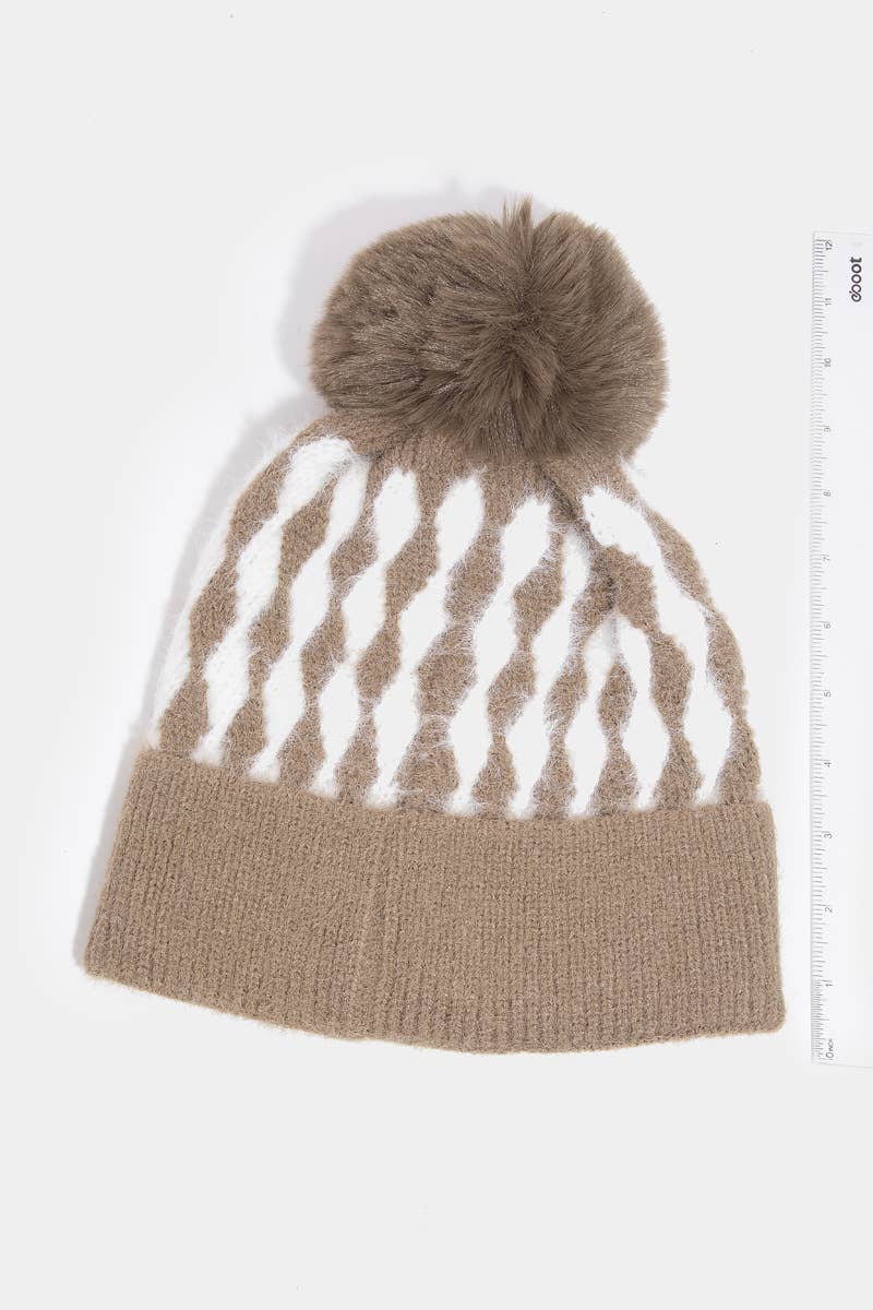 Diamond Knit Beanie - Beige