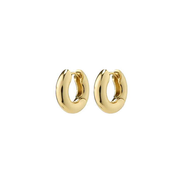 Aica recycled chunky hoop huggie earrings - Gold