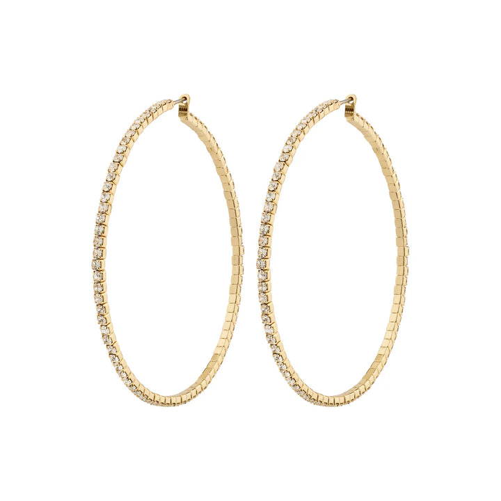 Sidney Crystal Hoop Earrings - Gold