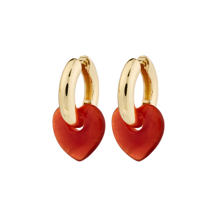 Kandall Recycled Colourful Heart Pendant Earrings - Gold