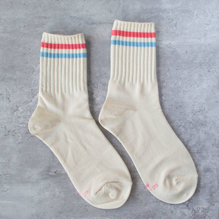 Vintage Sports Socks: Pink Stripe