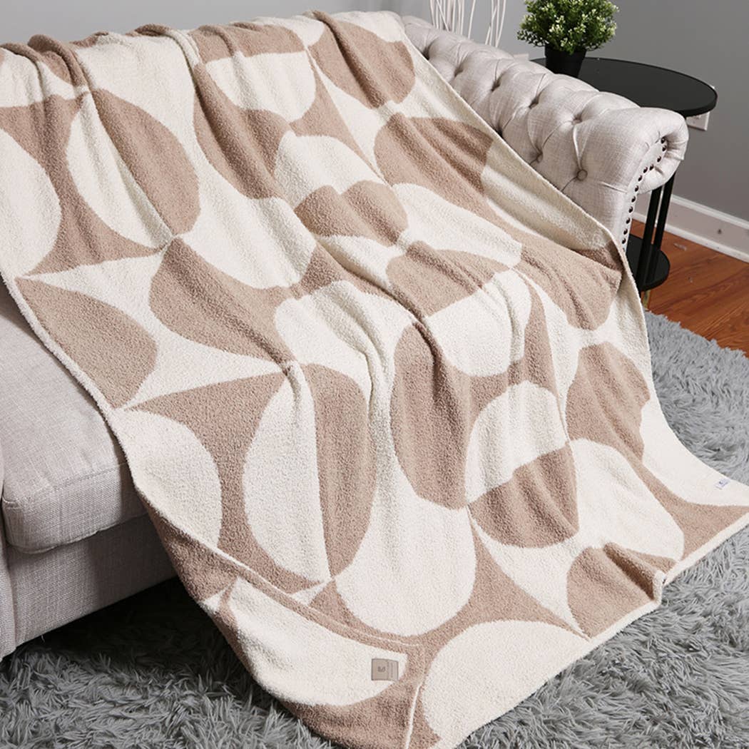 Moon Phase Plush Throw Blanket - Beige