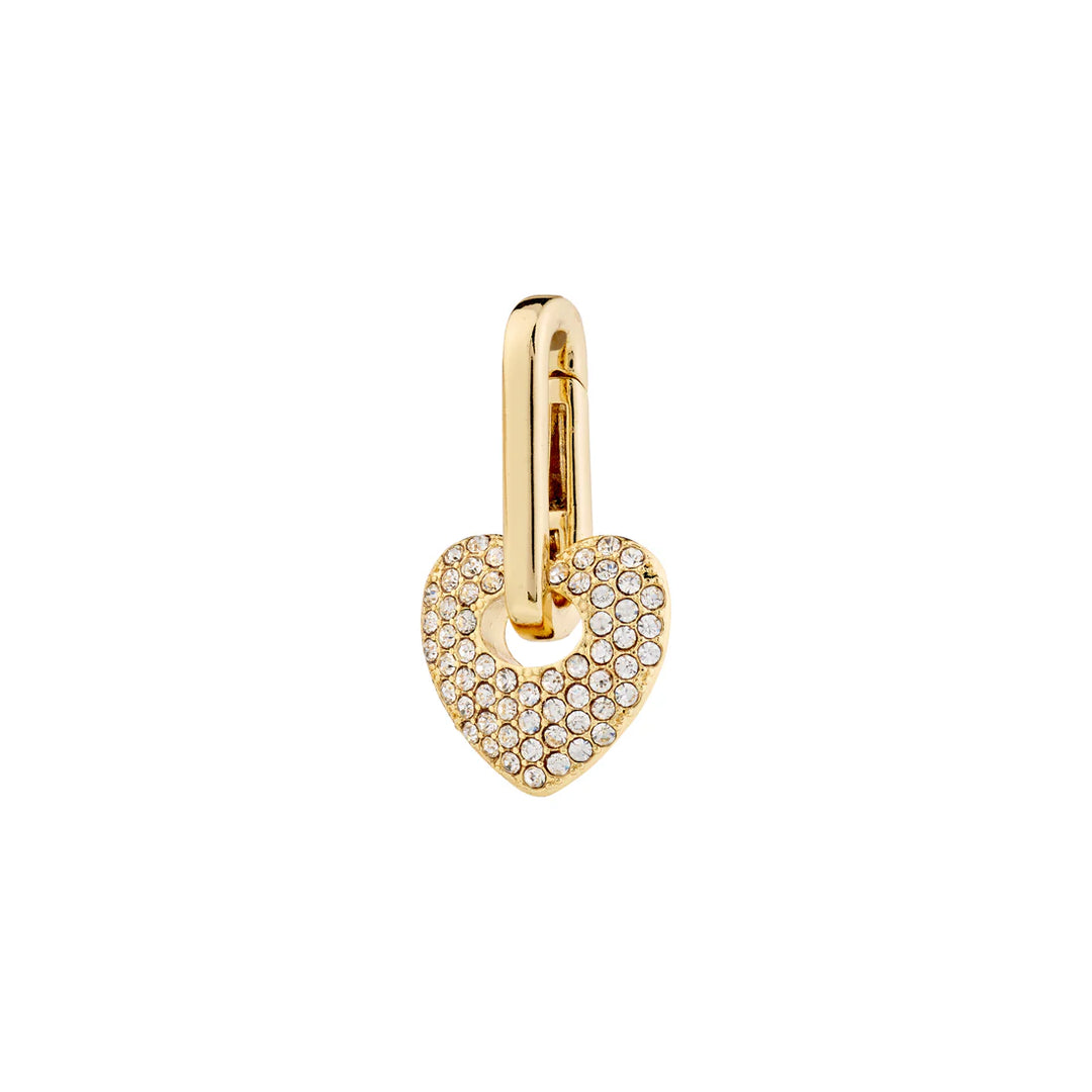 Charm Recycled Crystal Heart Pendant - Gold