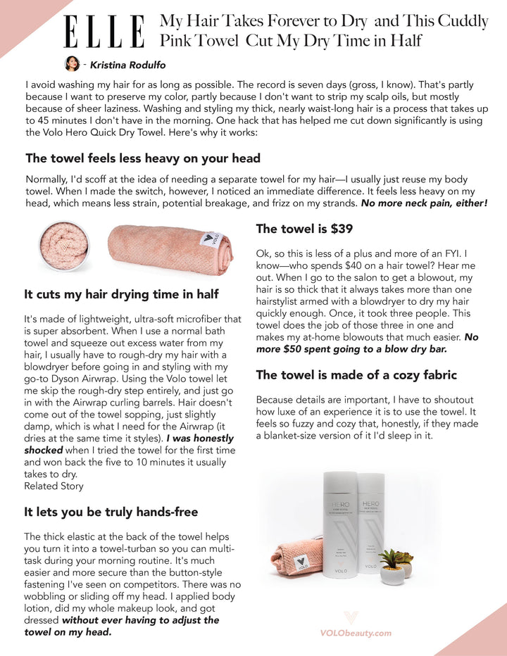 VOLO Hero Hair Towel: Cloud Pink