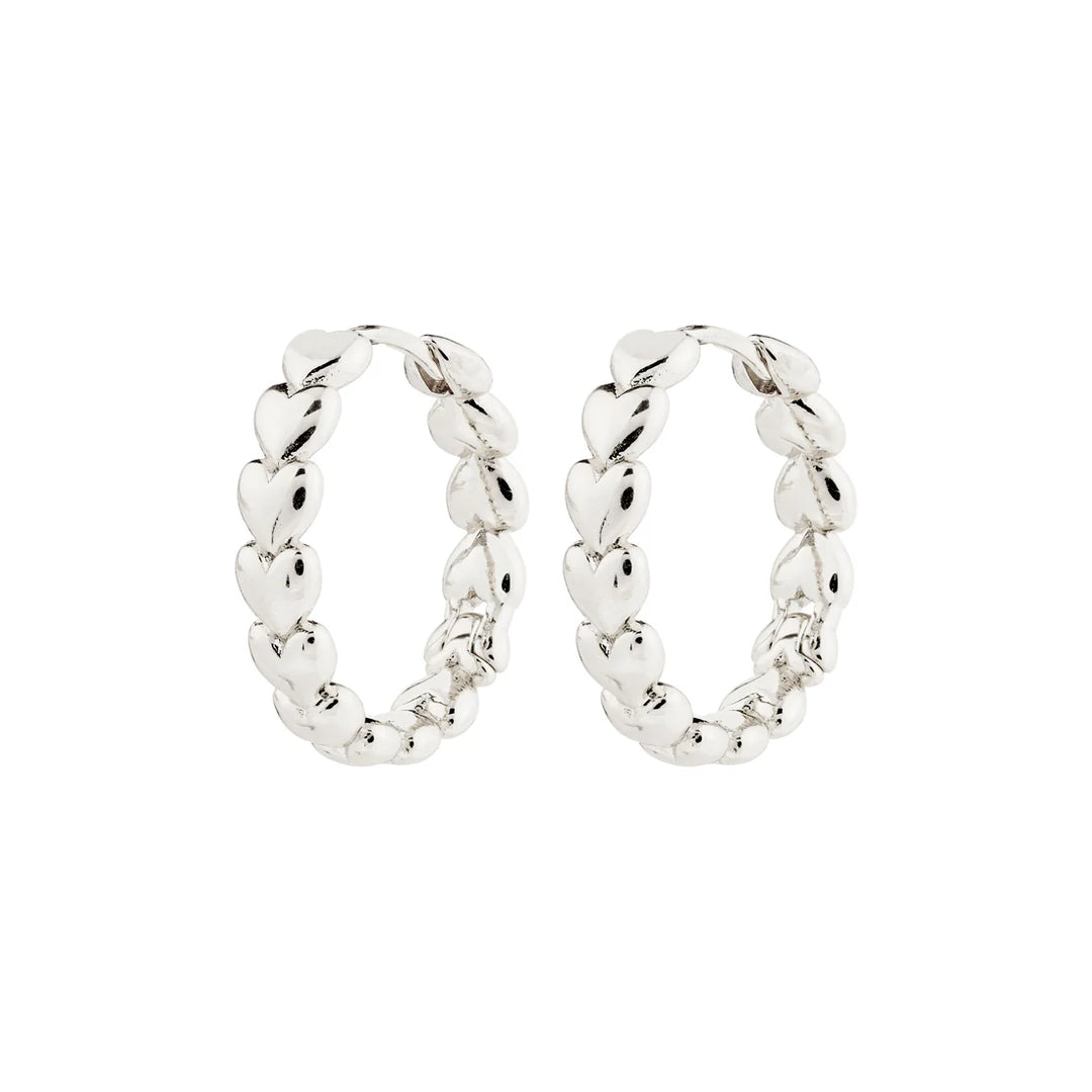 Maeve Recycled Heart Hoop Earrings - Silver