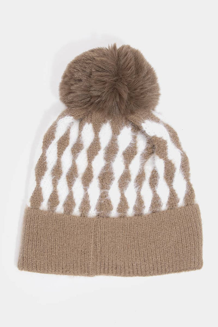 Diamond Knit Beanie - Beige