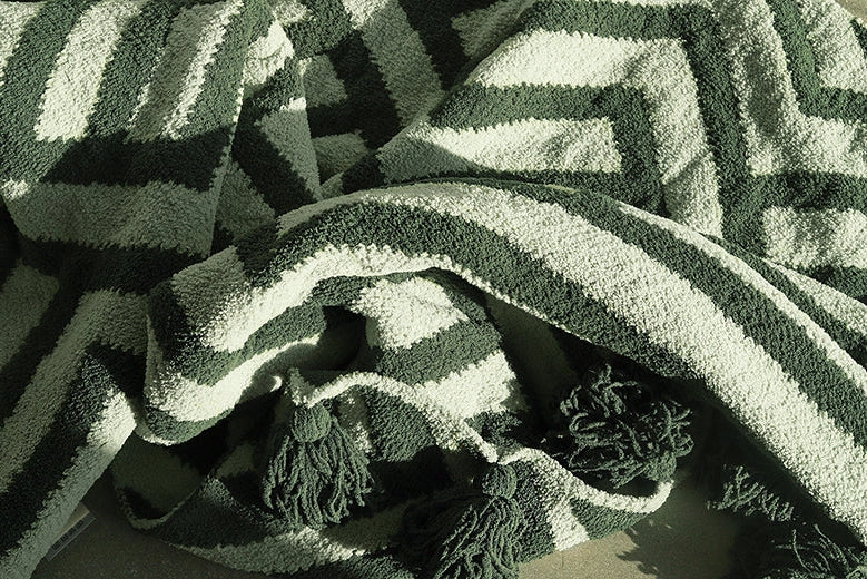 Sunday Citizen Maze Pom Pom Throw - Moss/Sage