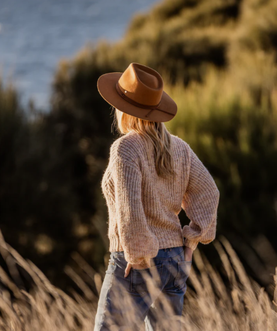 Alice Wide Brim Fedora Medium - Tan