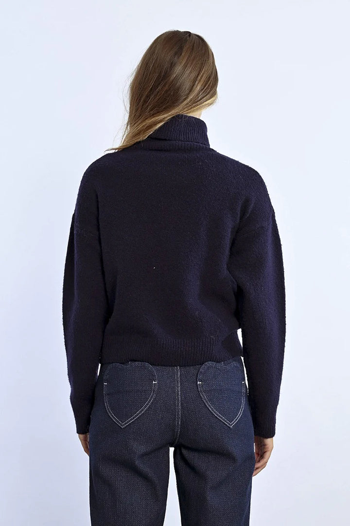 Coffee House Jazz Turtleneck - Navy Blue