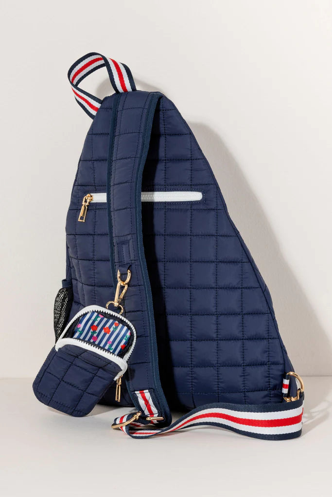 Ezra Quilted Sling Bag - Navy