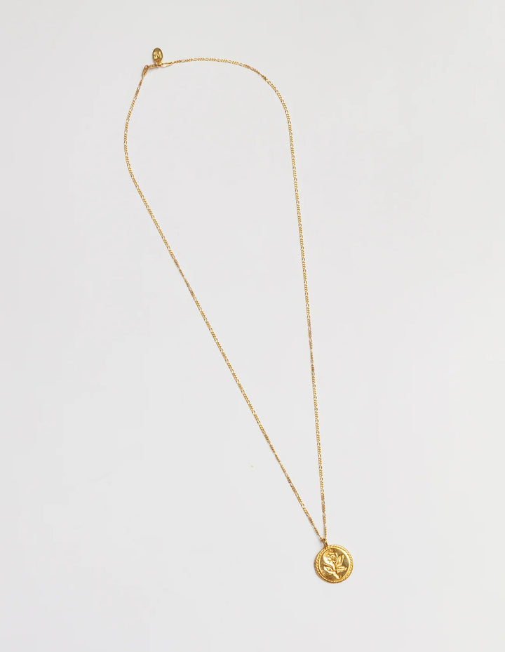 Rose Coin Pendant - Gold