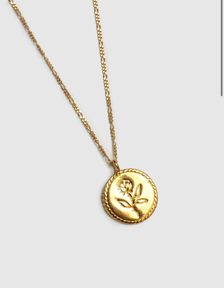 Rose Coin Pendant - Gold