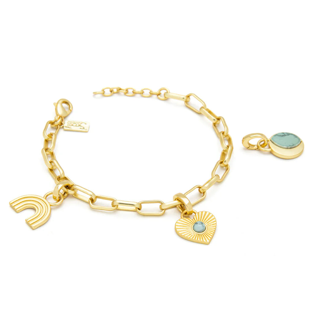 Interchangeable Charm Bracelet - Blue Howlite/Harmony/Gold