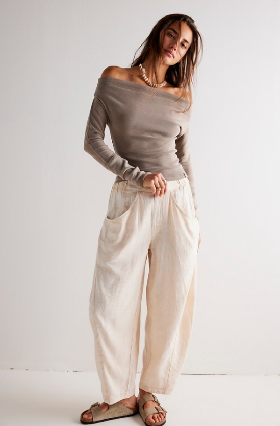 High Road Solid Pull-On Barrel Pants - Birch