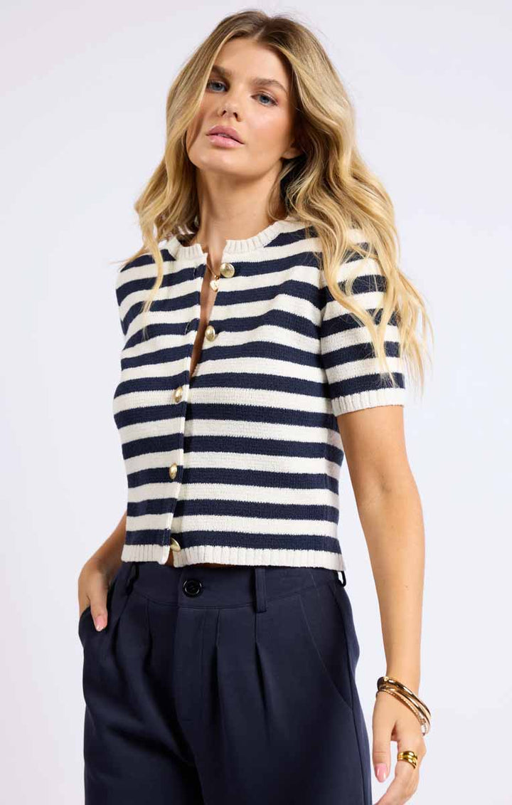 Daphne Striped Button Cardigan