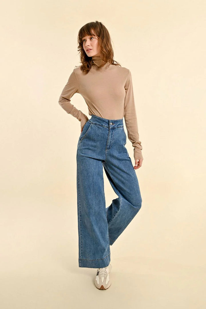 Molly Wide Leg Denim - Mid Blue