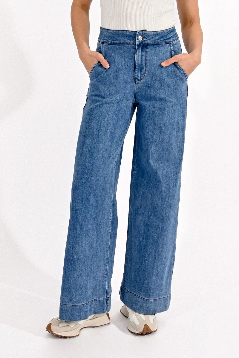 Molly Wide Leg Denim - Mid Blue