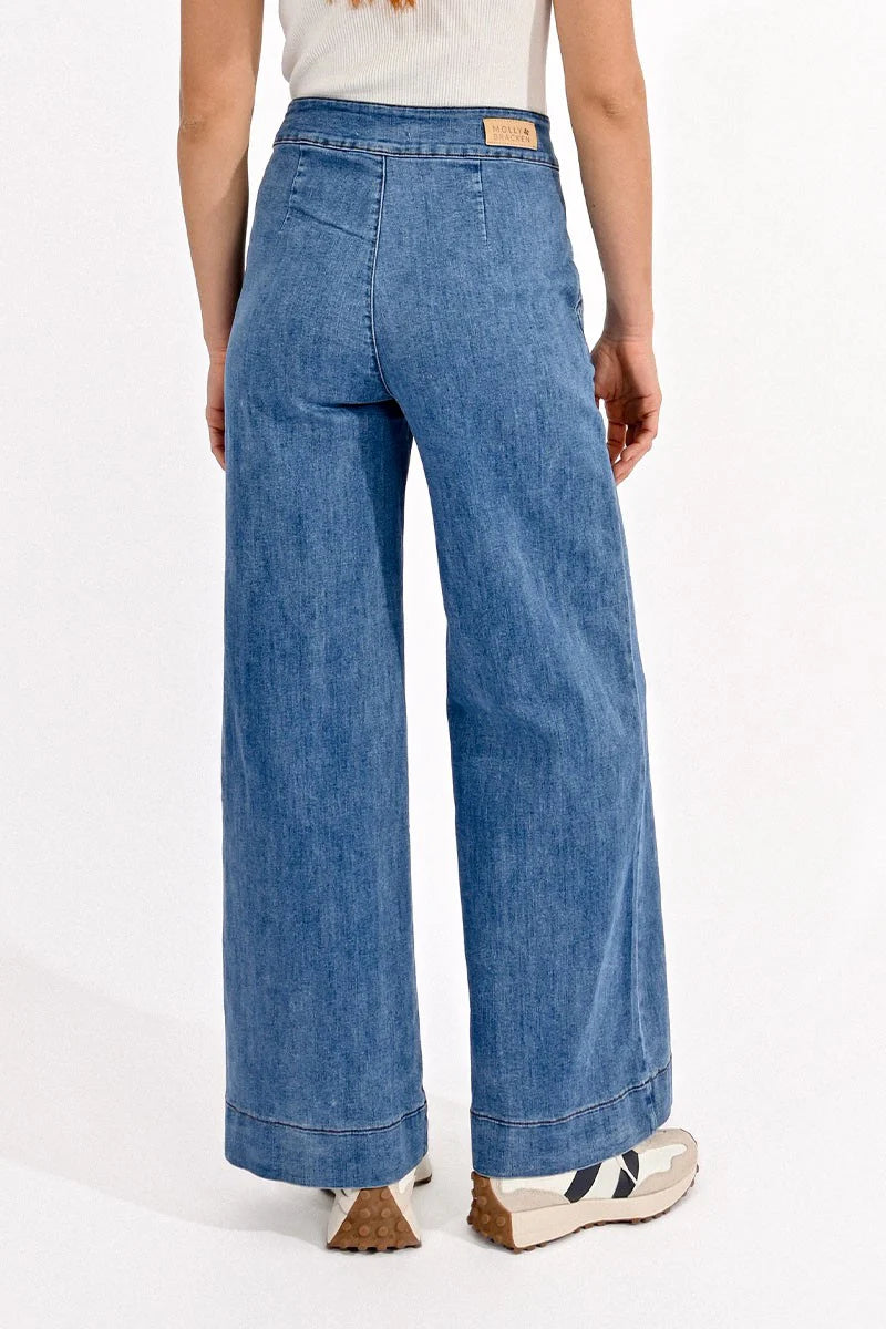 Molly Wide Leg Denim - Mid Blue