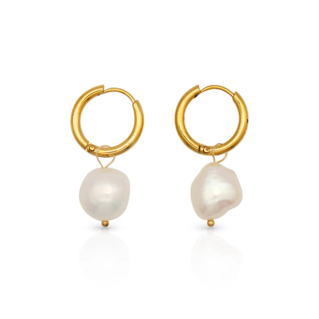 Oceane Pearl Hoops - Gold