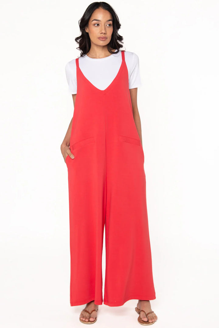 Josie Wide Leg Bamboo Jumpsuit - Melon