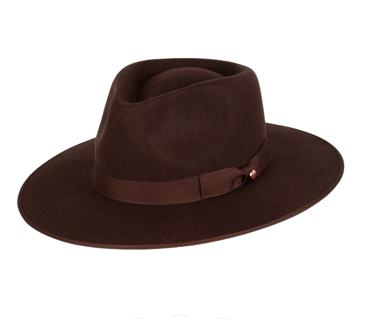 Tara Mid Brim Fedora Medium - Chocolate