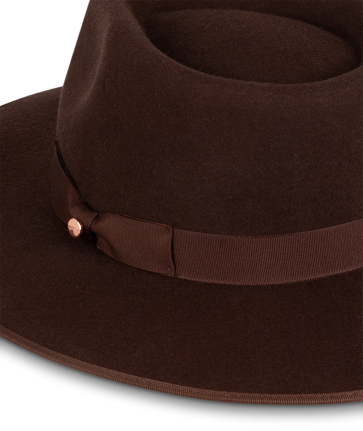 Tara Mid Brim Fedora Medium - Chocolate