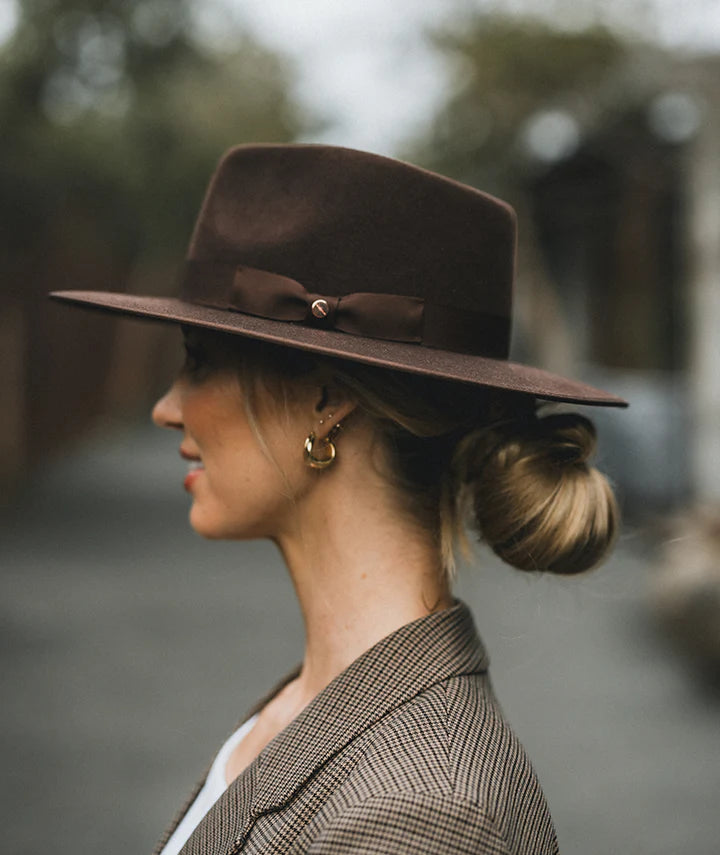 Tara Mid Brim Fedora Medium - Chocolate