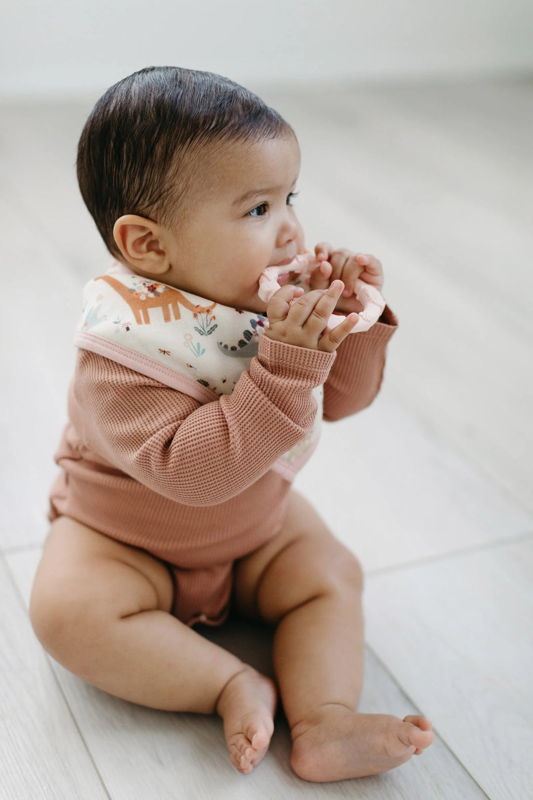 Waffle Long Sleeve Bodysuit - Cinnamon