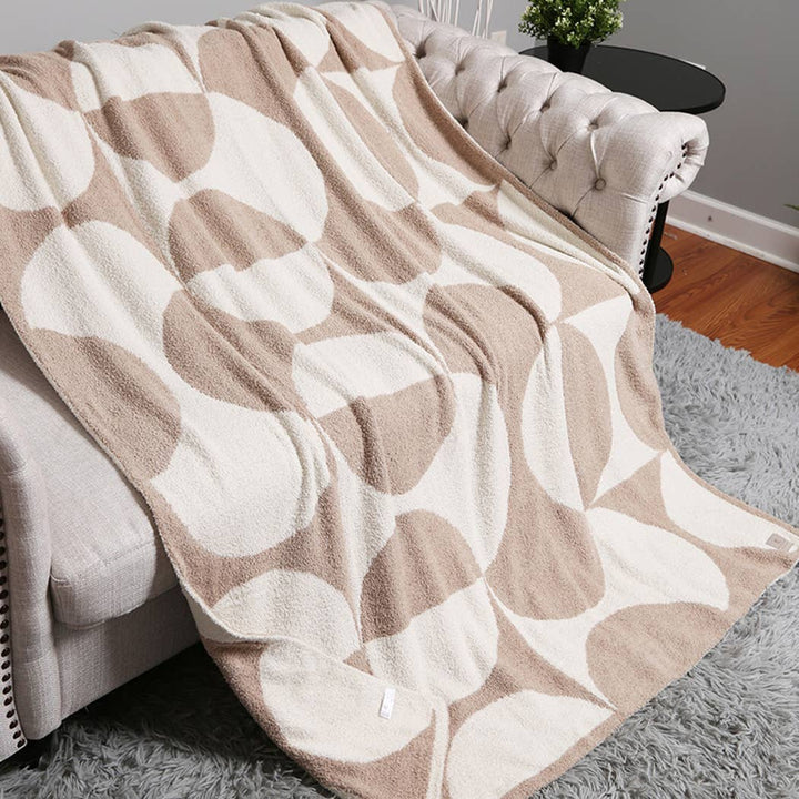 Moon Phase Plush Throw Blanket - Beige