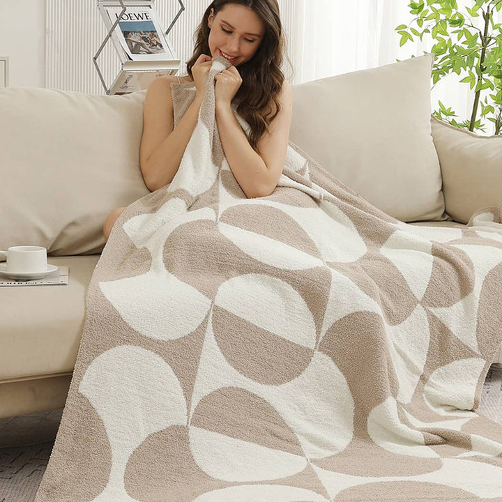 Moon Phase Plush Throw Blanket - Beige