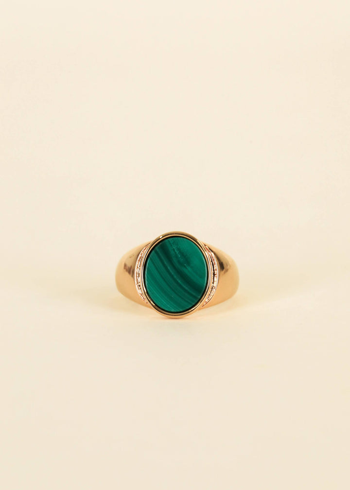 Gold Rings - Malachite Signet: 6