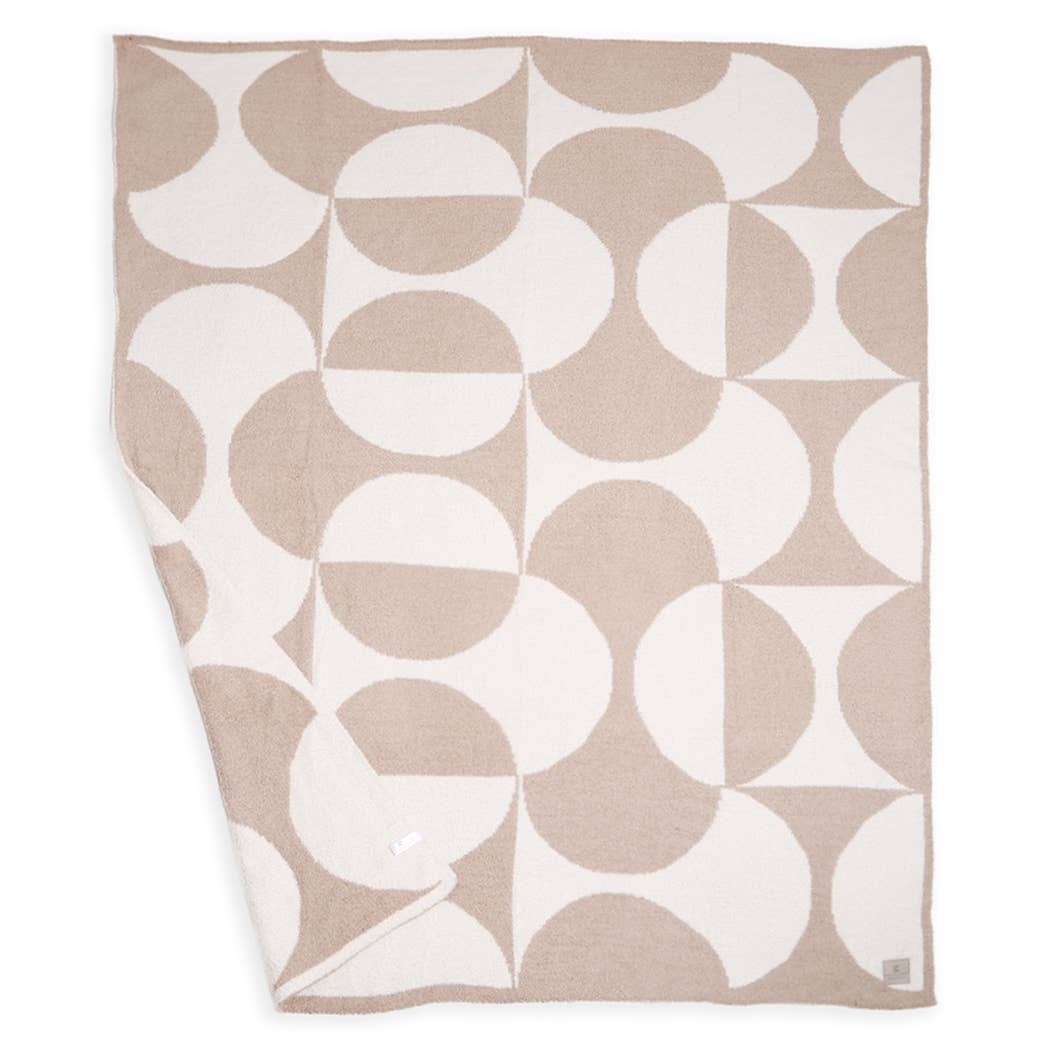 Moon Phase Plush Throw Blanket - Beige