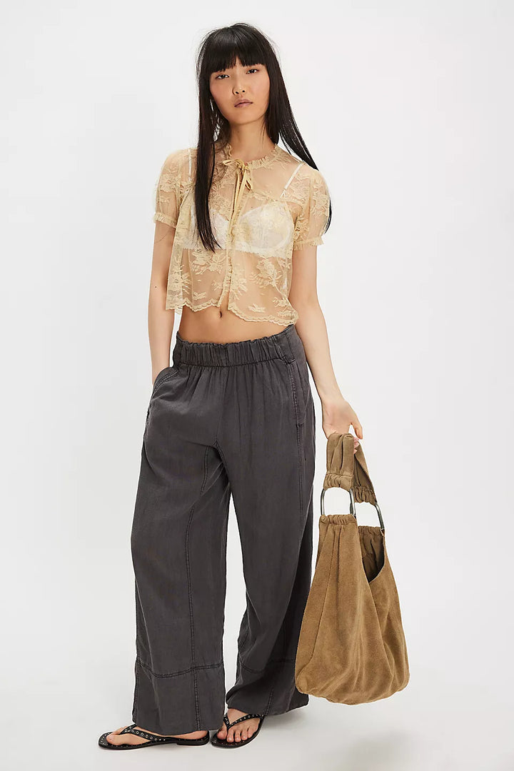 Days End Linen Pull on Pants - Black