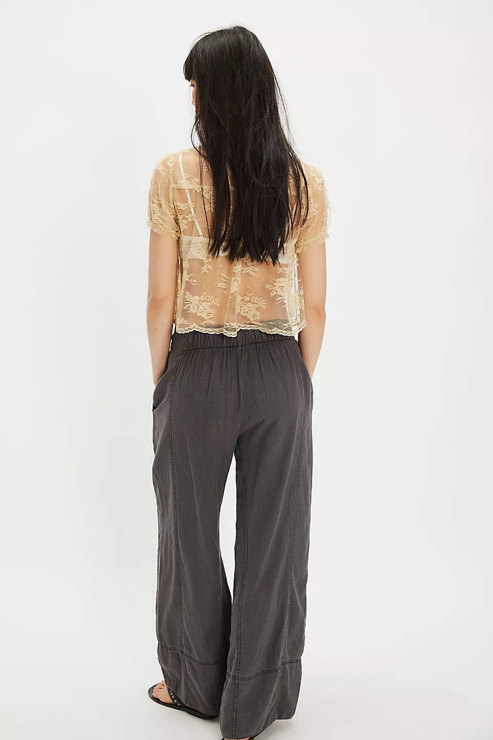 Days End Linen Pull on Pants - Black