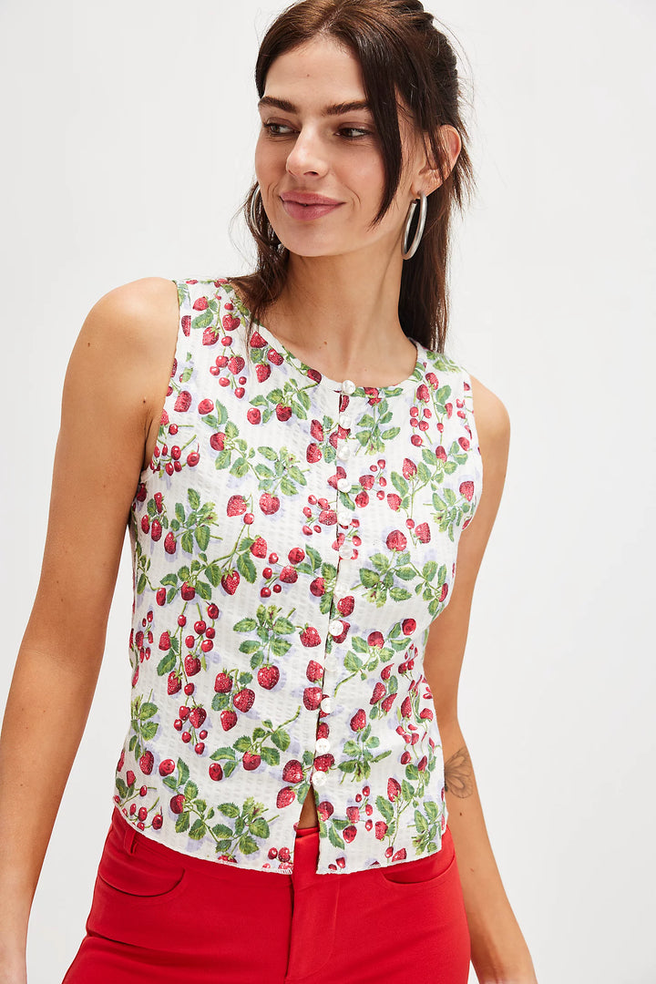 Tilly Printed Vest - Antique Ivory Combo