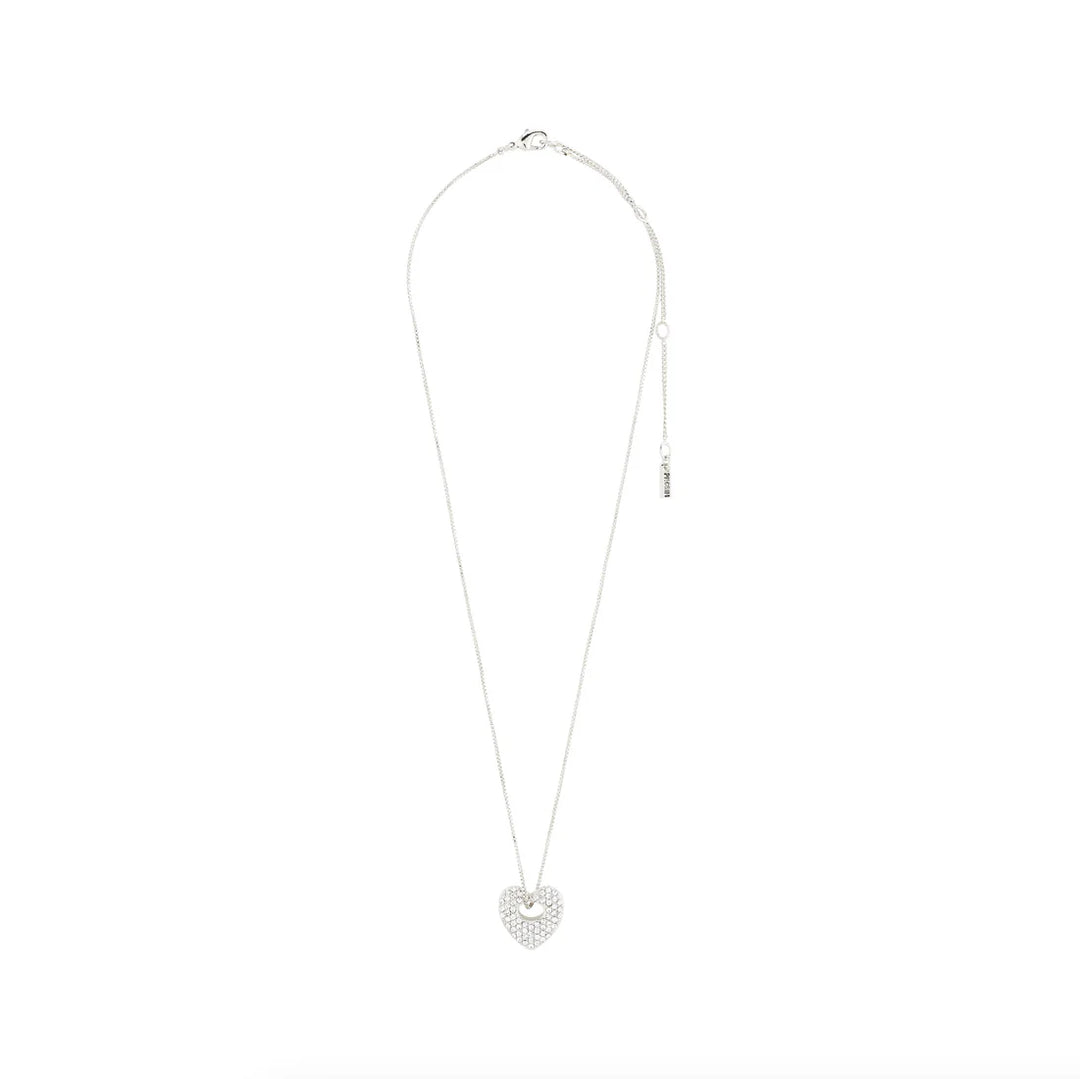 Dune Recycled Crystal Heart Necklace - Silver