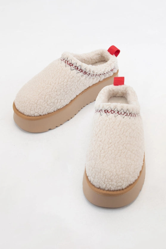 Off White Sherpa Slip Ons