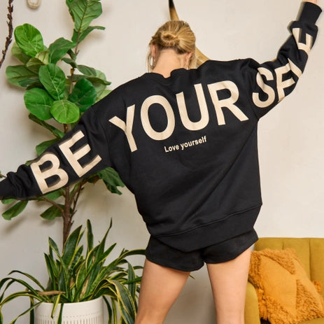 BE YOURSELF Crewneck - Black